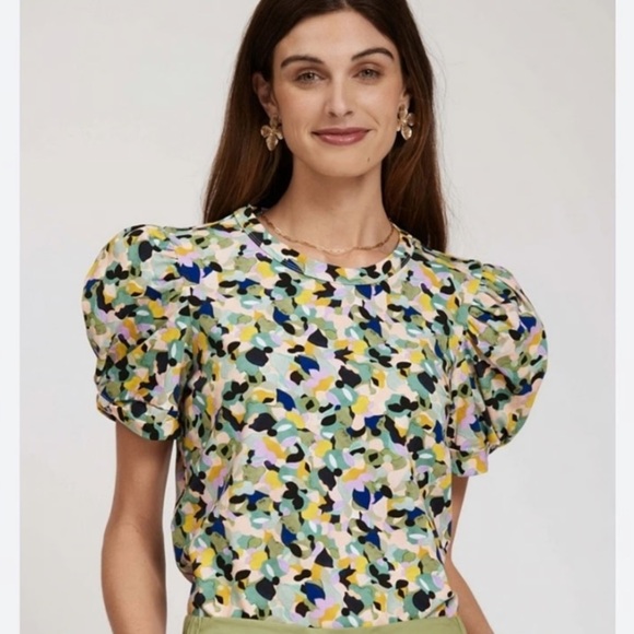 Tyler Boe Tops - Tyler Boe Colorful Puff Sleeve Blouse